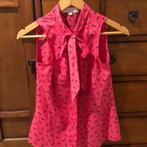 Loft XSP dress pink ribbon blouse no sleeve